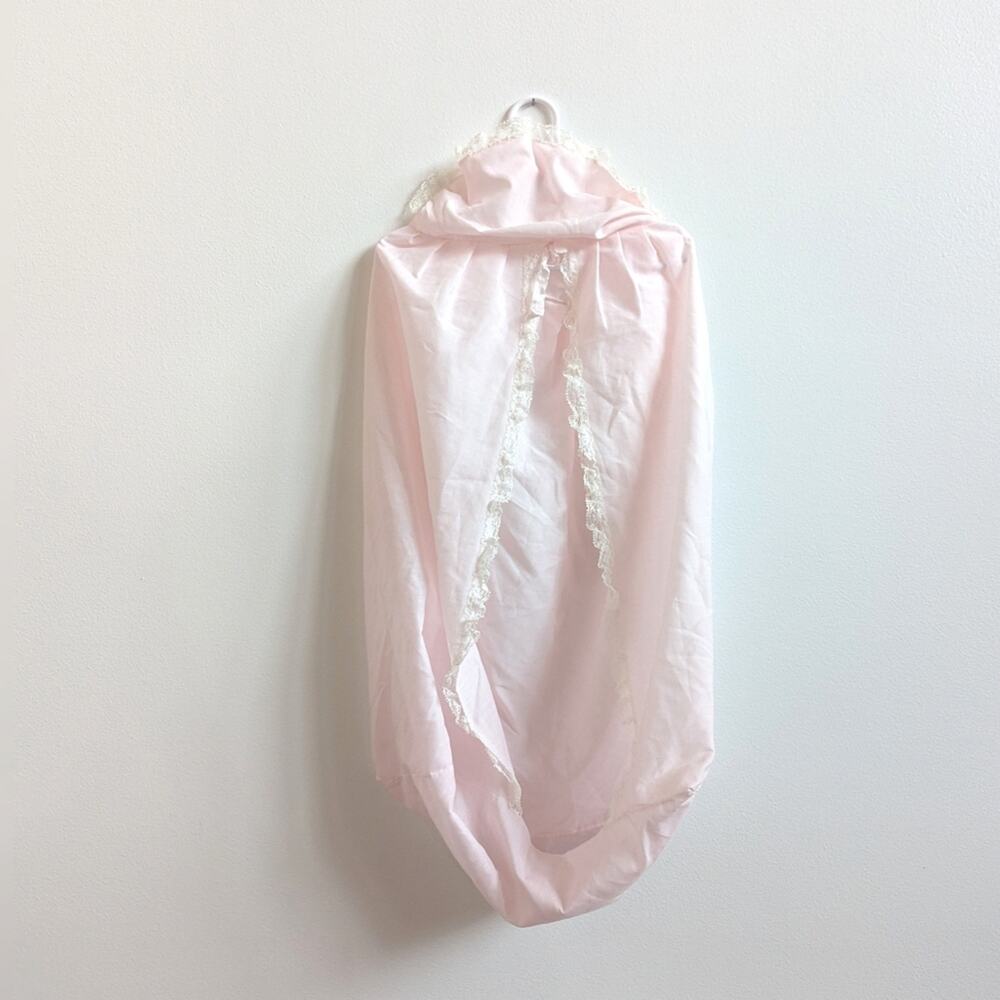 Vtg Dainty Pink Lace Nursery Diaper Hamper Bag